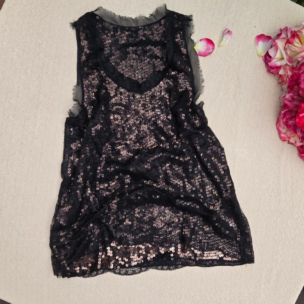 black lace sequin tank top indie sleaze ♡